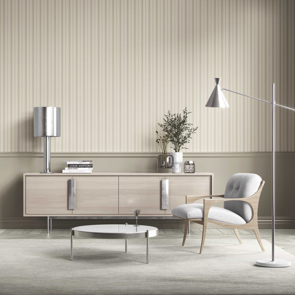 Shadow Stitch Wallpaper - Oatfield Beige