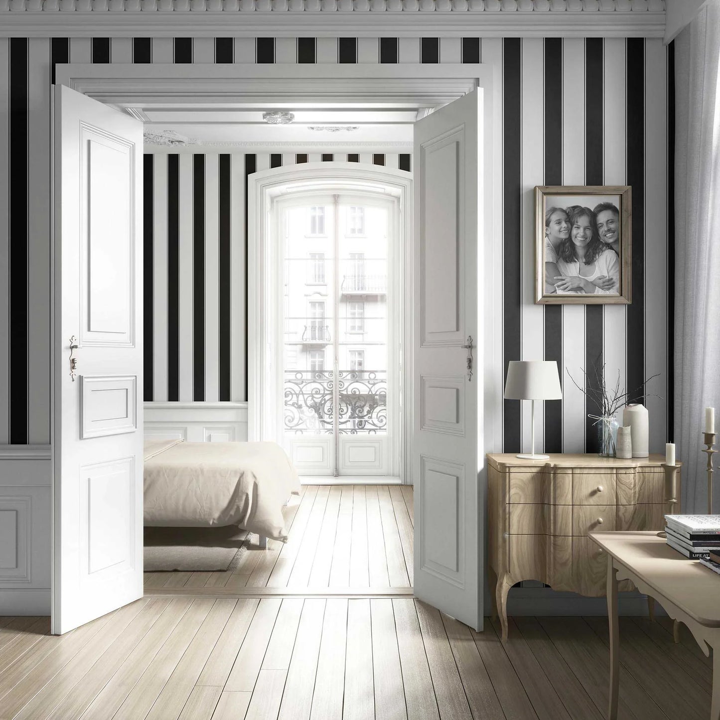 Regal Stripes Wallpaper - Ivory Noir