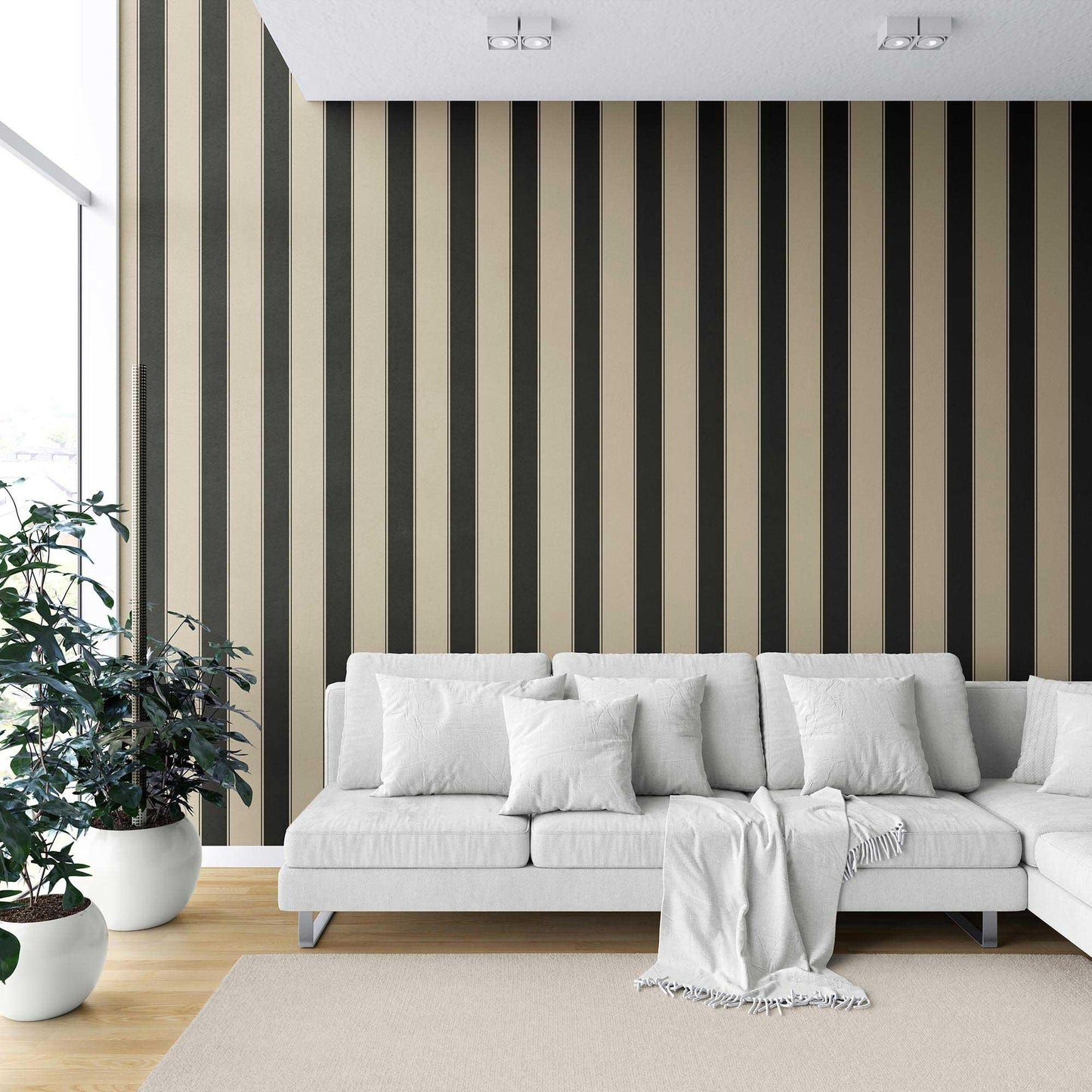 Regal Stripes Wallpaper - Sandstone Contrast