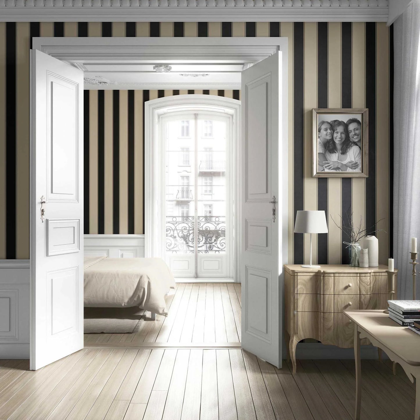 Regal Stripes Wallpaper - Sandstone Contrast