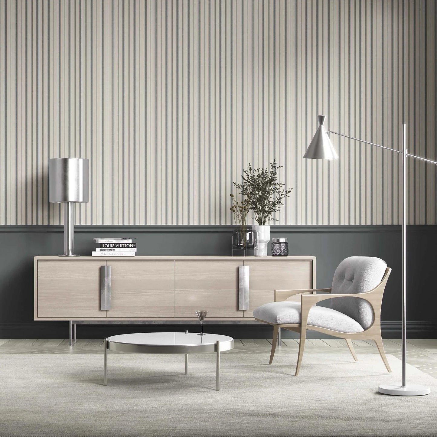Shadow Stitch Wallpaper - Pebble Ash