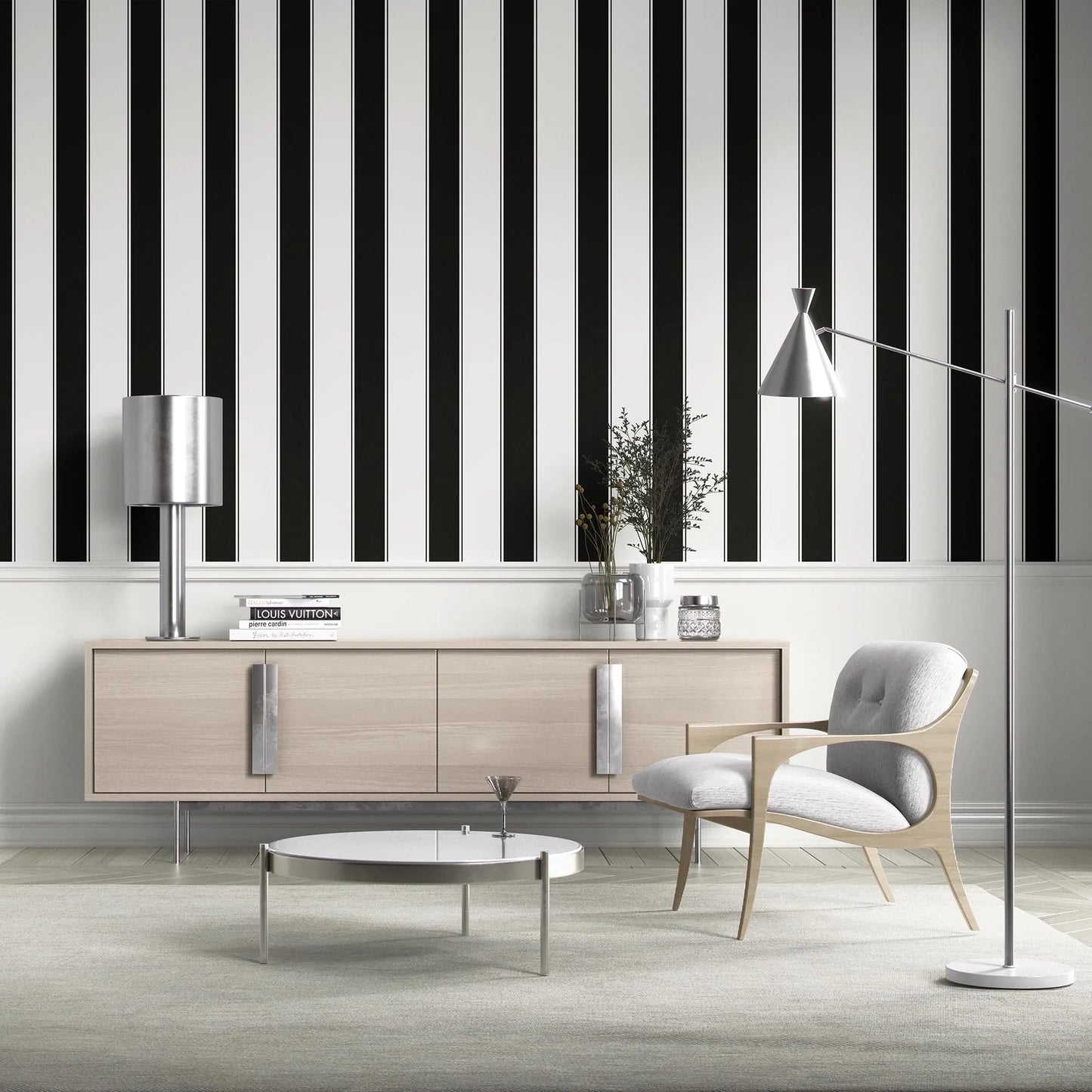 Regal Stripes Wallpaper - Ivory Noir