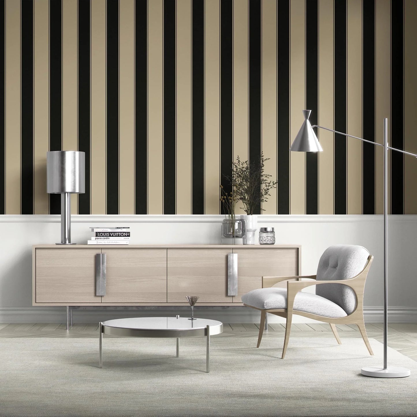 Regal Stripes Wallpaper - Sandstone Contrast