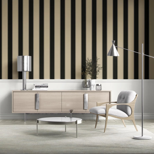 Regal Stripes Wallpaper - Sandstone Contrast