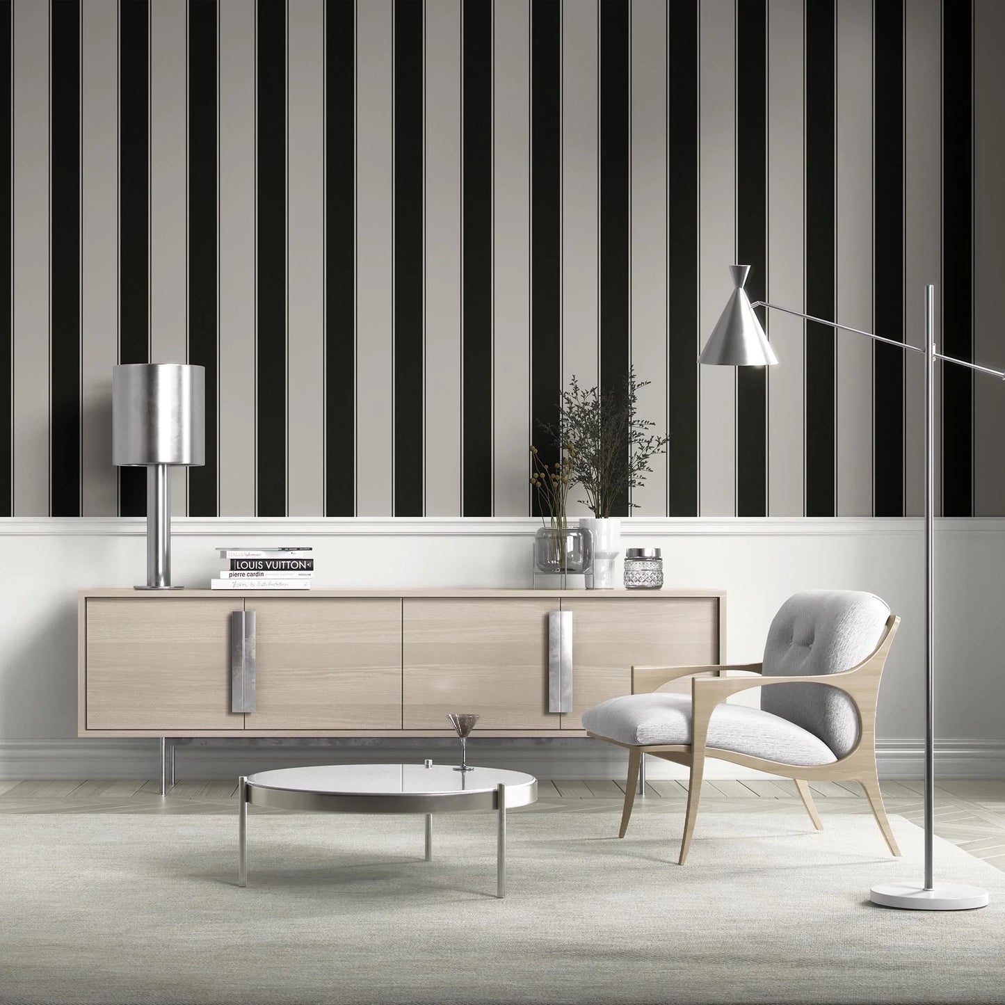 Regal Stripes Wallpaper - Ash Grey Contrast