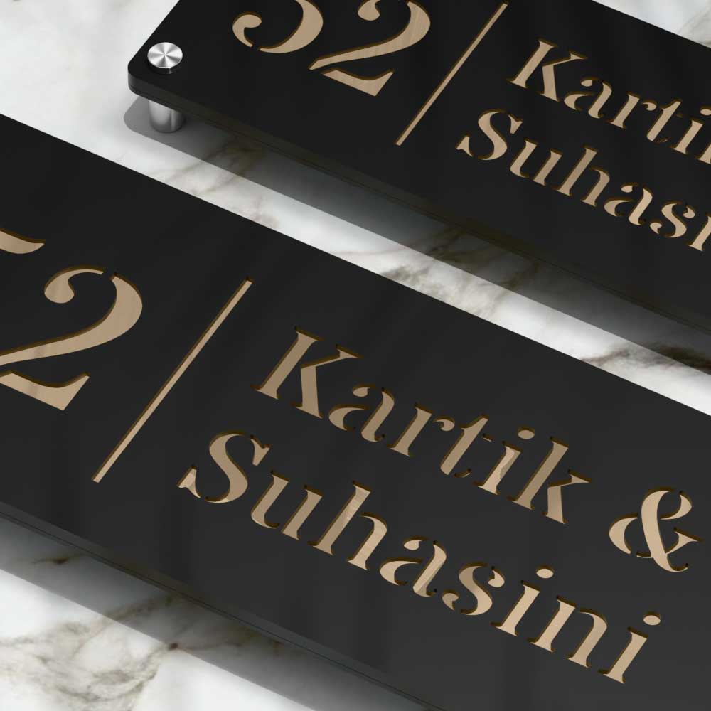 Strata Dualtone Nameplate - Matte Black & Mirror Gold