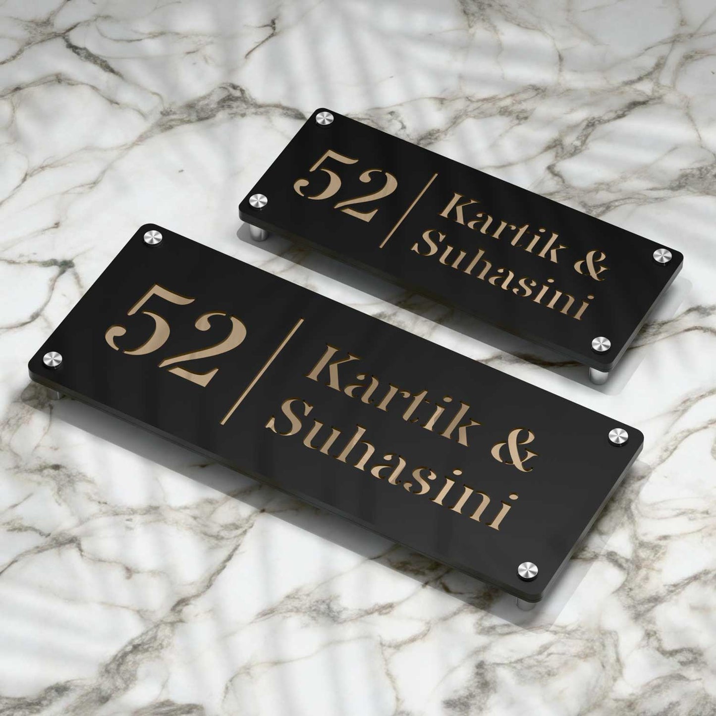 Strata Dualtone Nameplate - Matte Black & Mirror Gold