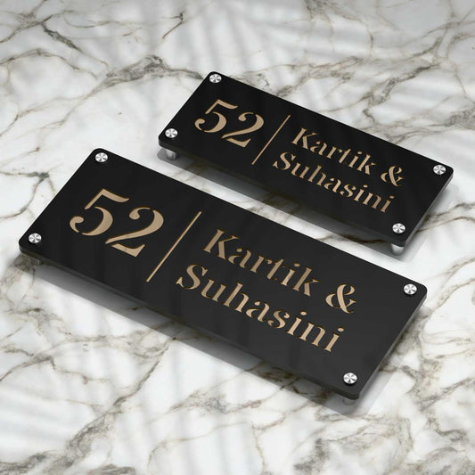 Strata Dualtone Nameplate - Matte Black & Mirror Gold