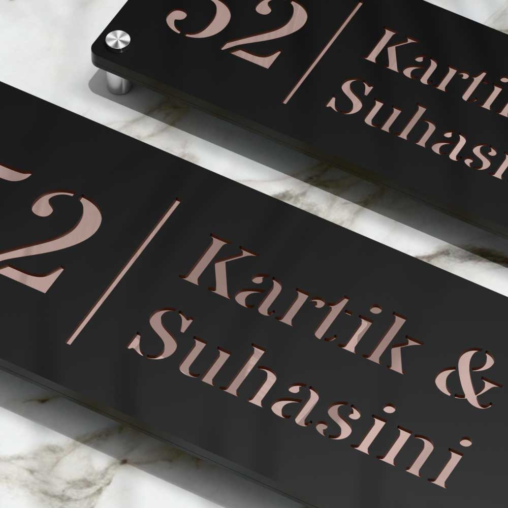 Strata Dualtone Nameplate - Matte Black & Mirror Rose Gold