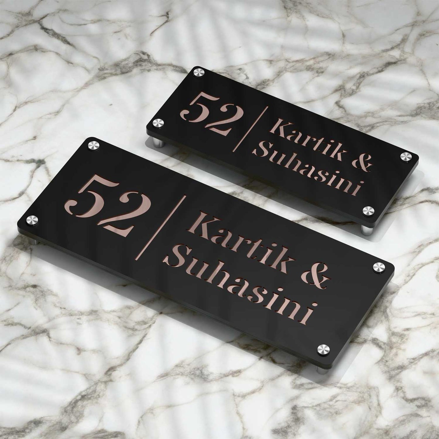 Strata Dualtone Nameplate - Matte Black & Mirror Rose Gold