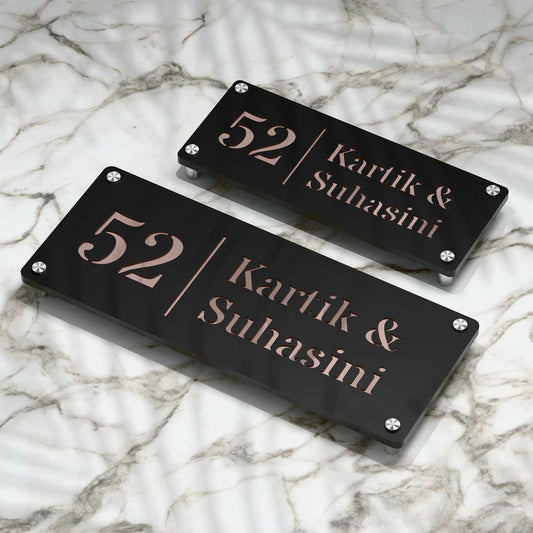 Strata Dualtone Nameplate - Matte Black & Mirror Rose Gold