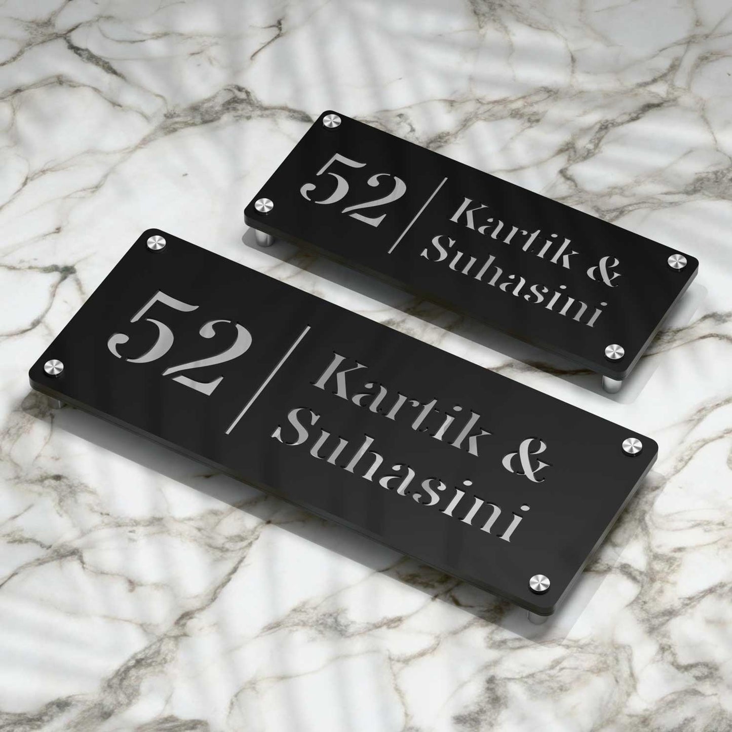 Strata Dualtone Nameplate - Matte Black & Mirror Silver