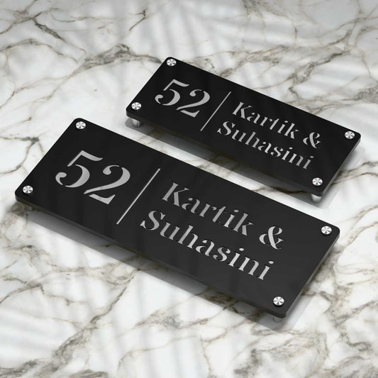 Strata Dualtone Nameplate - Matte Black & Mirror Silver
