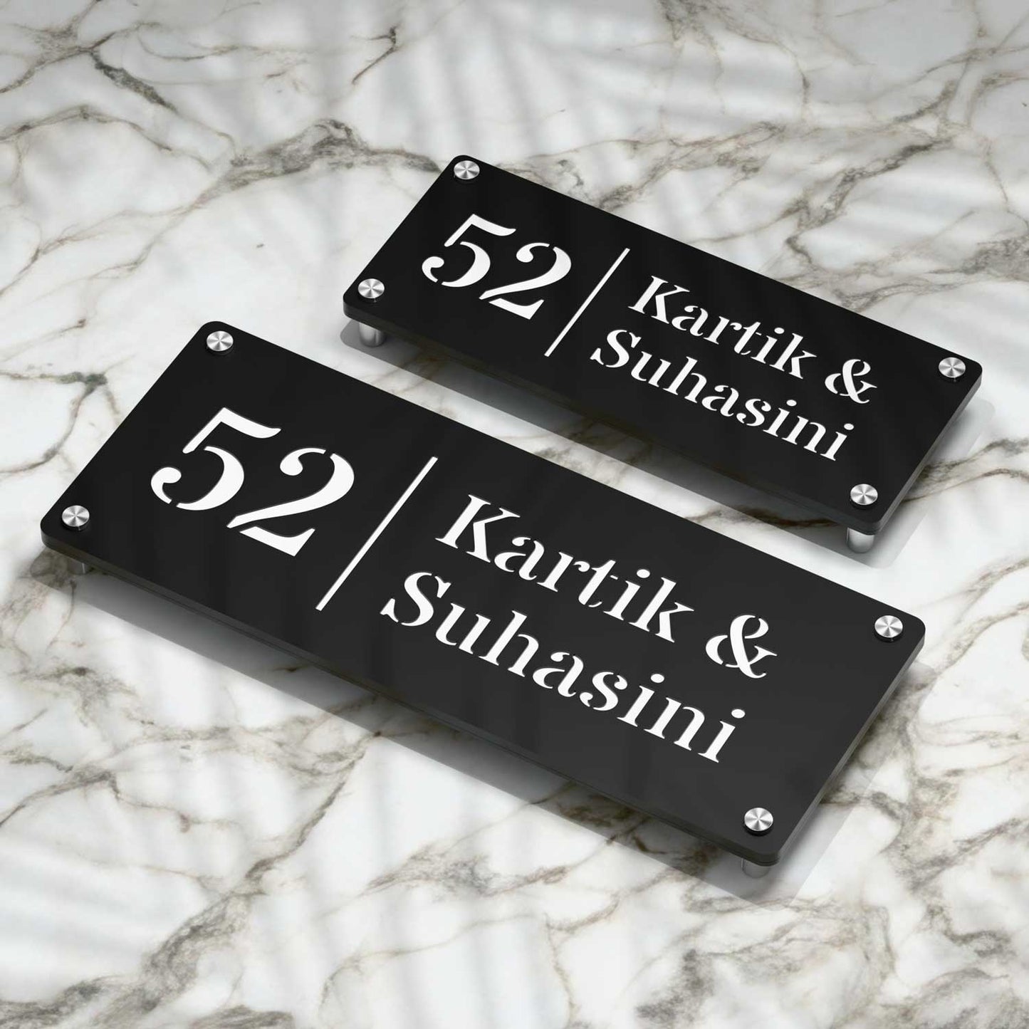Strata Dualtone Nameplate - Matte Black & Glossy White
