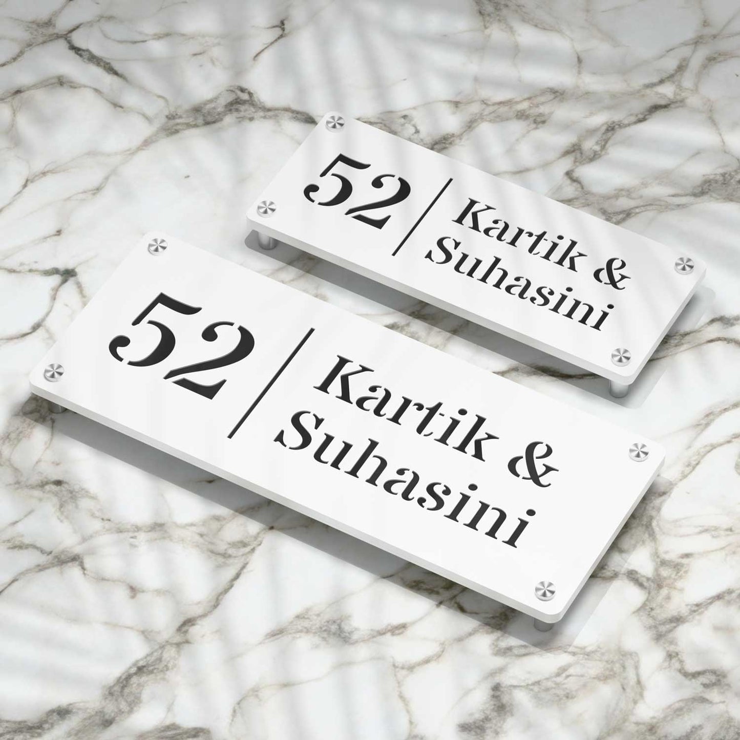 Strata Dualtone Nameplate - Matte White & Glossy Black