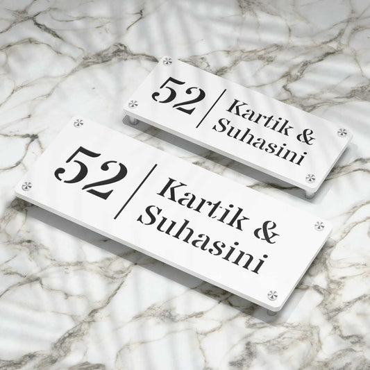 Strata Dualtone Nameplate - Matte White & Glossy Black