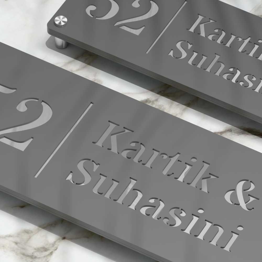 Strata Dualtone Nameplate - Dark Grey & Mirror Silver