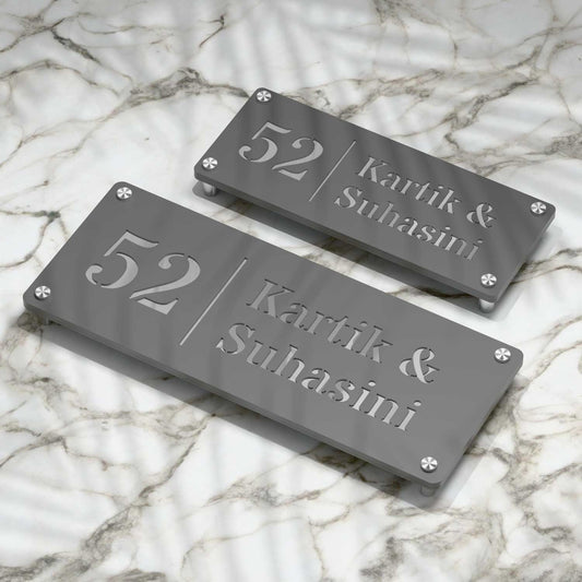Strata Dualtone Nameplate - Dark Grey & Mirror Silver