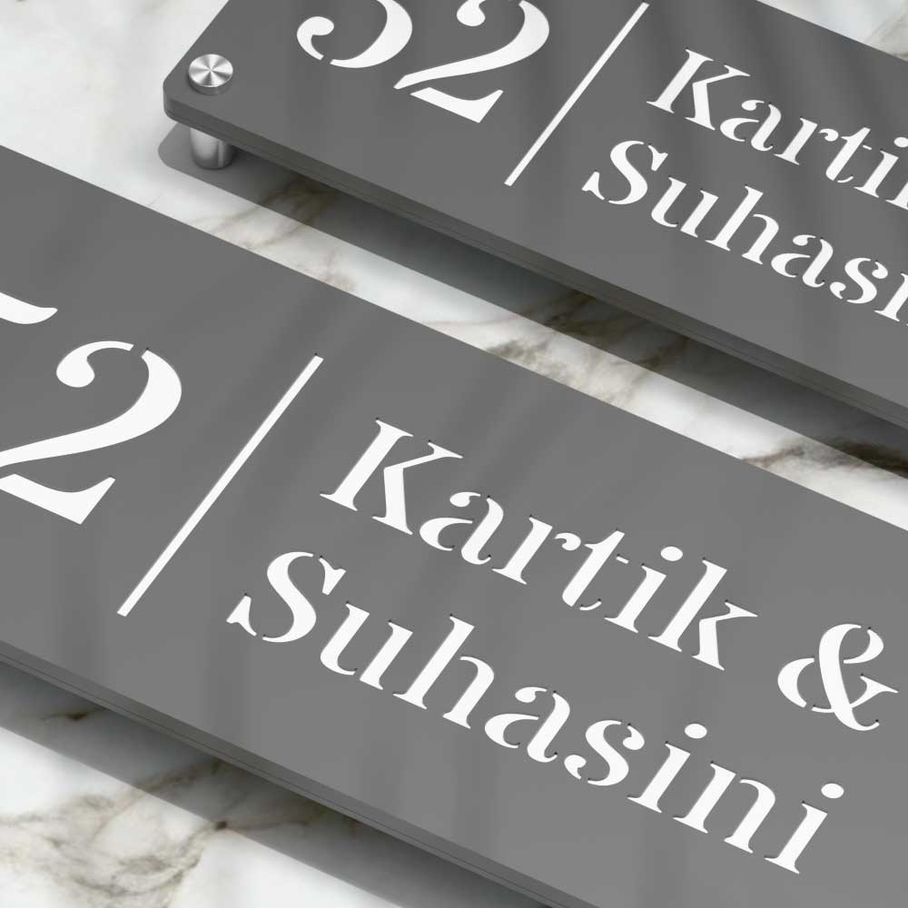Strata Dualtone Nameplate - Dark Grey & Glossy White