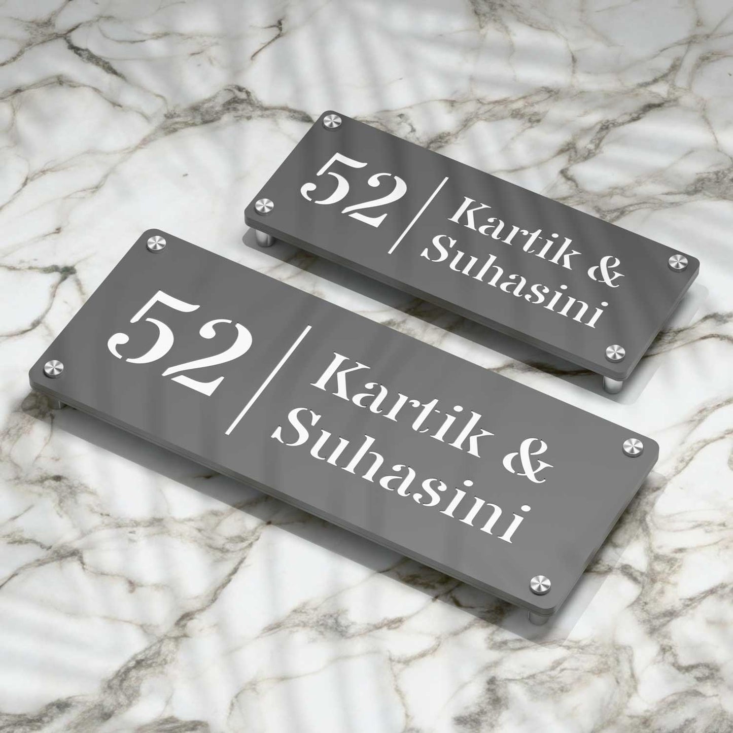 Strata Dualtone Nameplate - Dark Grey & Glossy White