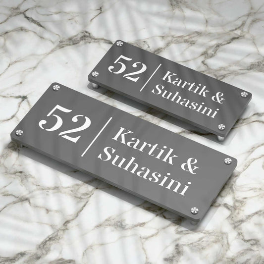 Strata Dualtone Nameplate - Dark Grey & Glossy White