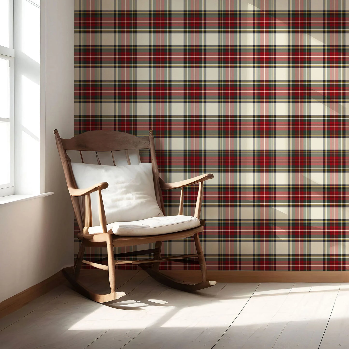 Ashbury Cross Wallpaper - Parchment Check