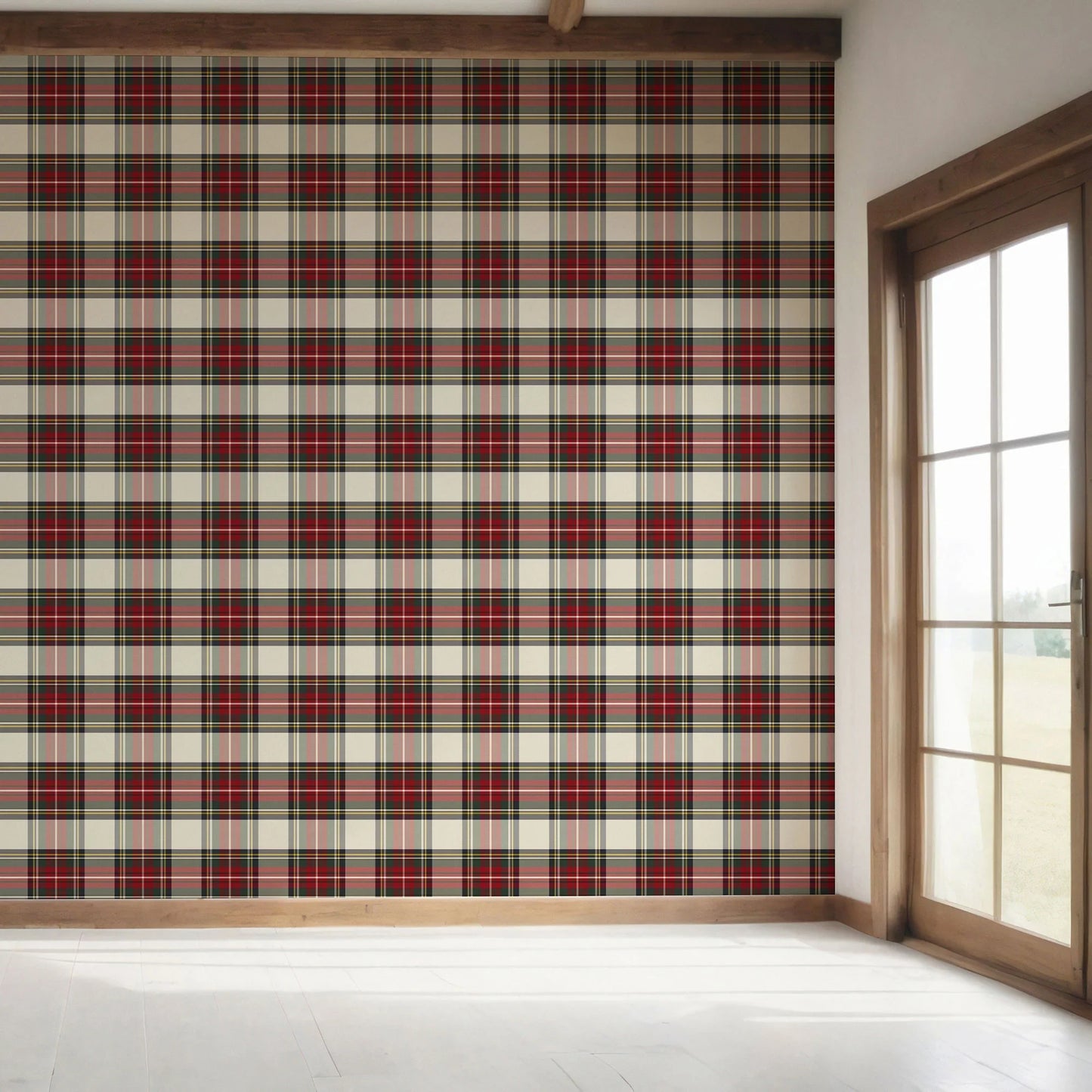 Ashbury Cross Wallpaper - Parchment Check