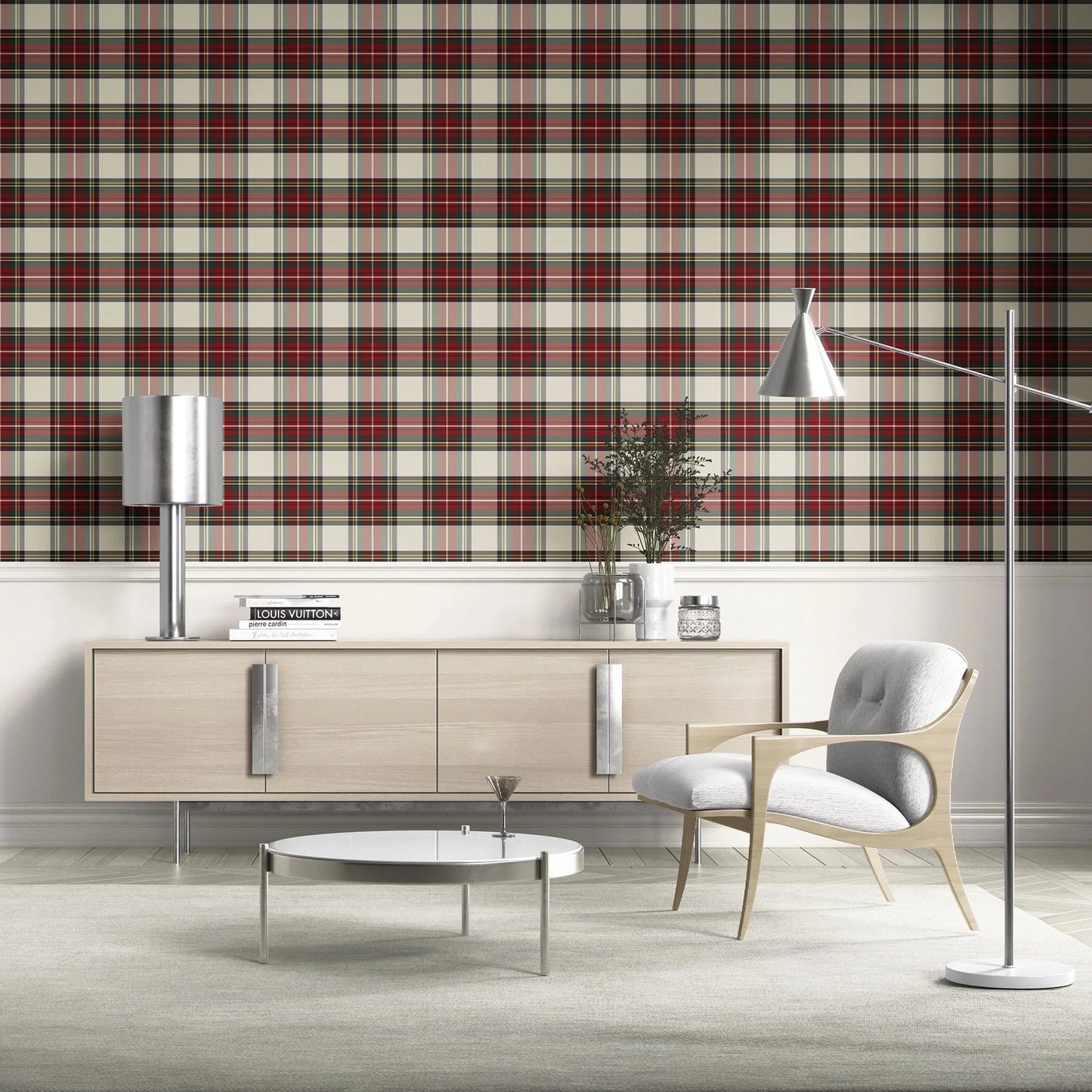 Ashbury Cross Wallpaper - Parchment Check