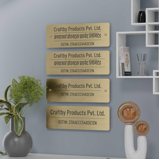 Barlow (Gold Stainless Steel) - Contemporary Office GST Name Board