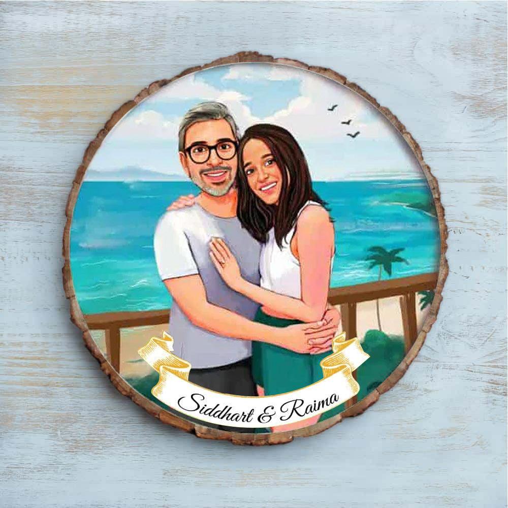 Photo Caricature Nameplate - Holiday Couple - Beach Bums