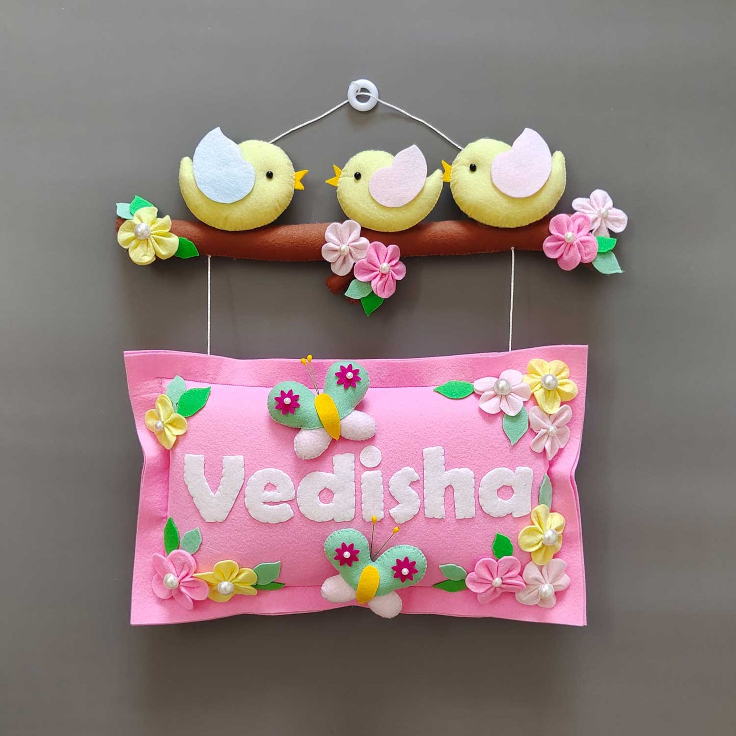 Bird Family - Felt Pillow Name Plate for Kids