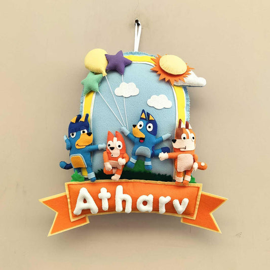 Bluey World - Felt Name Plate for Children
