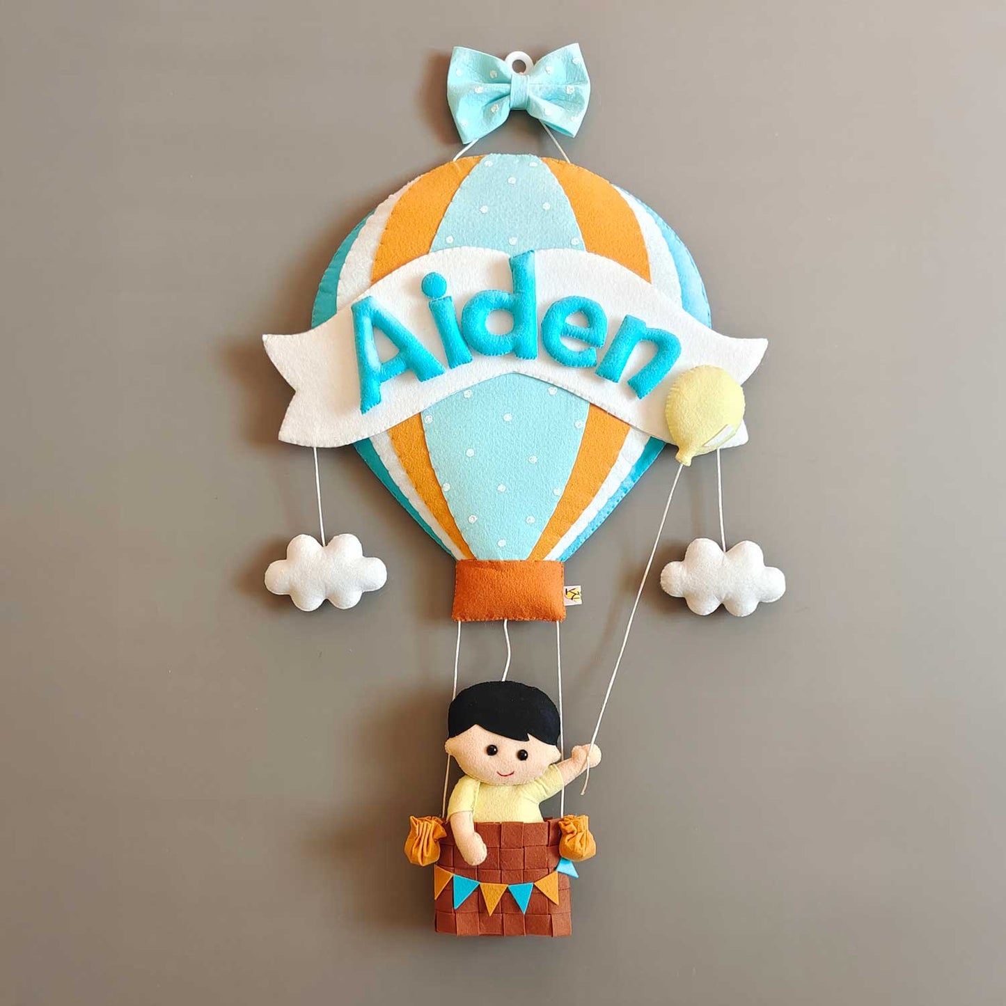 Boy in a Hot Air Balloon - Felt Name Plate