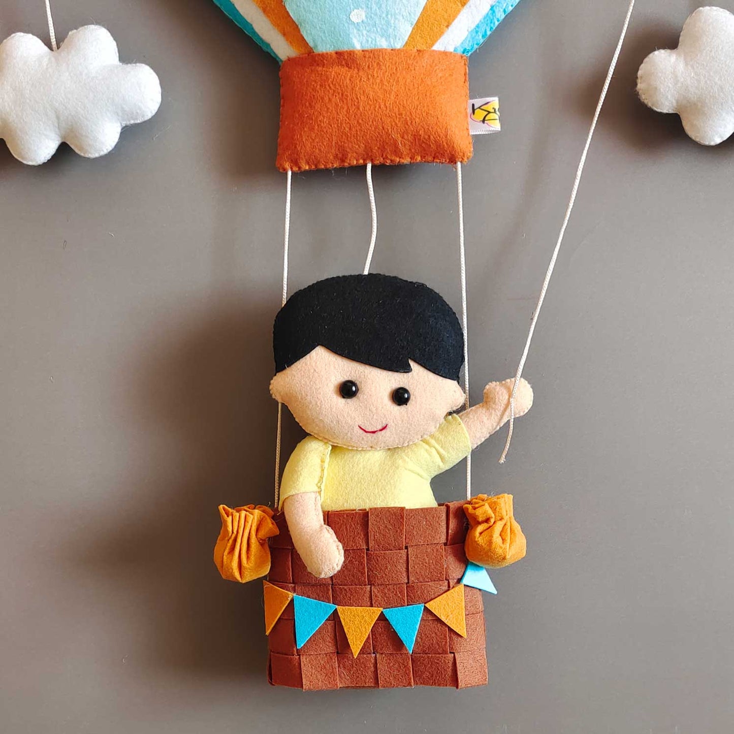 Boy in a Hot Air Balloon - Felt Name Plate