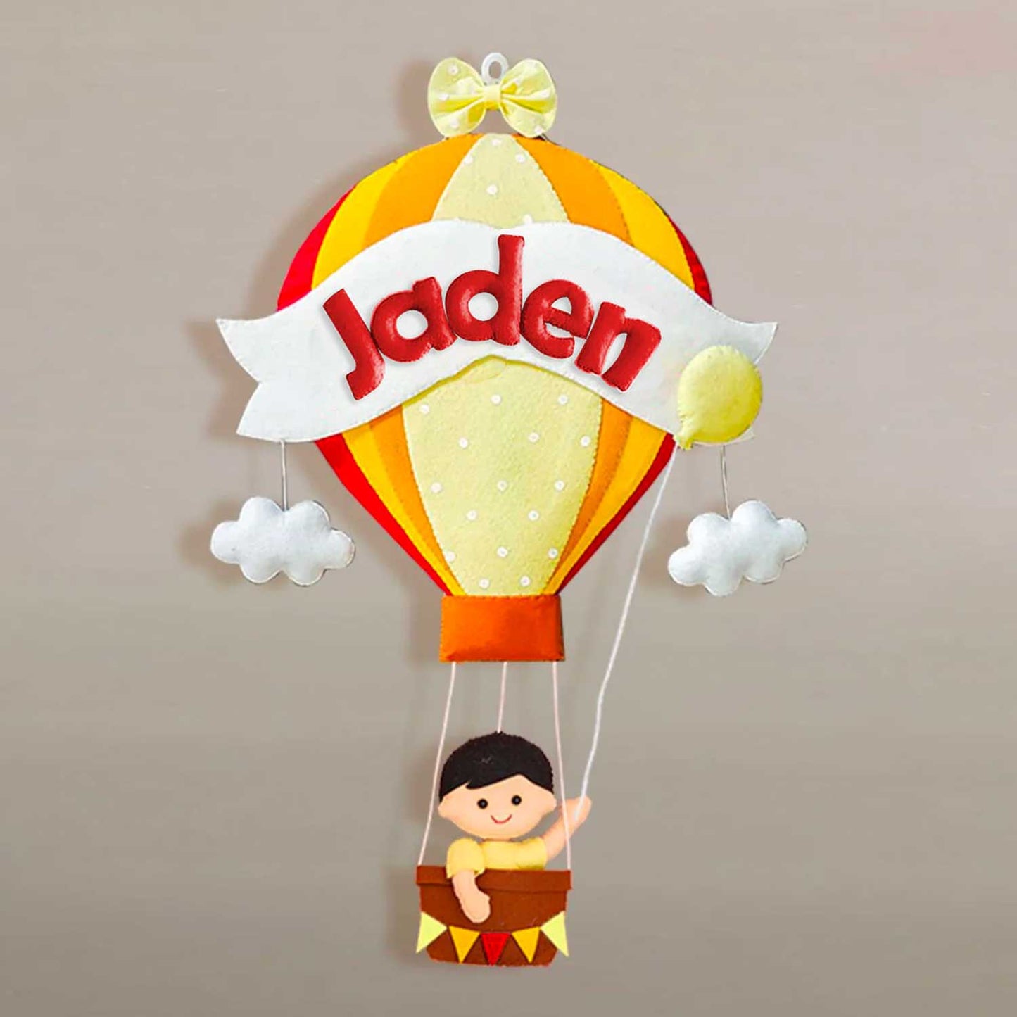 Boy in a Hot Air Balloon - Felt Name Plate