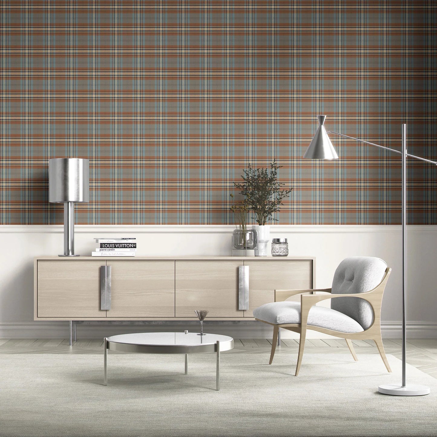 Carrington Weave Wallpaper - Mistbound Check