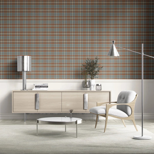 Carrington Weave Wallpaper - Mistbound Check