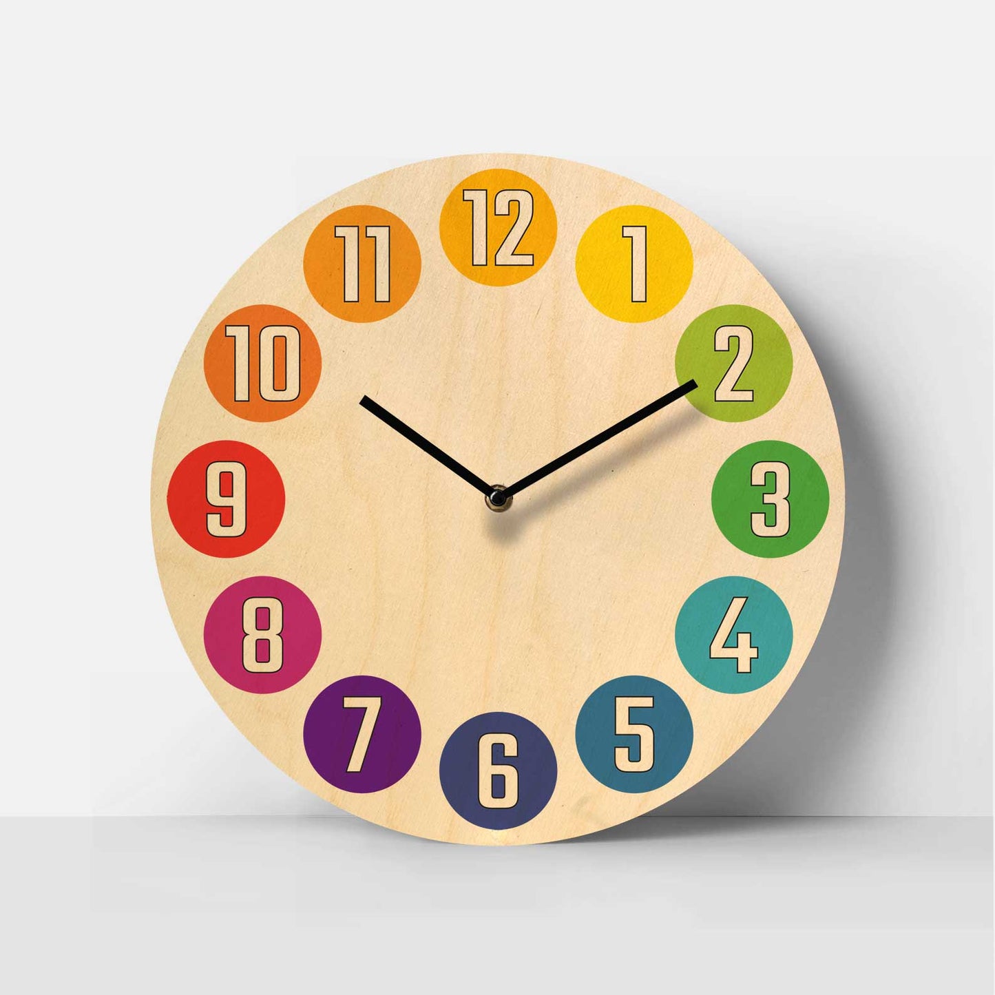 Chromatic Dots Birch Clock