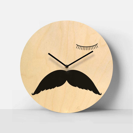 Classic Stache Birch Clock