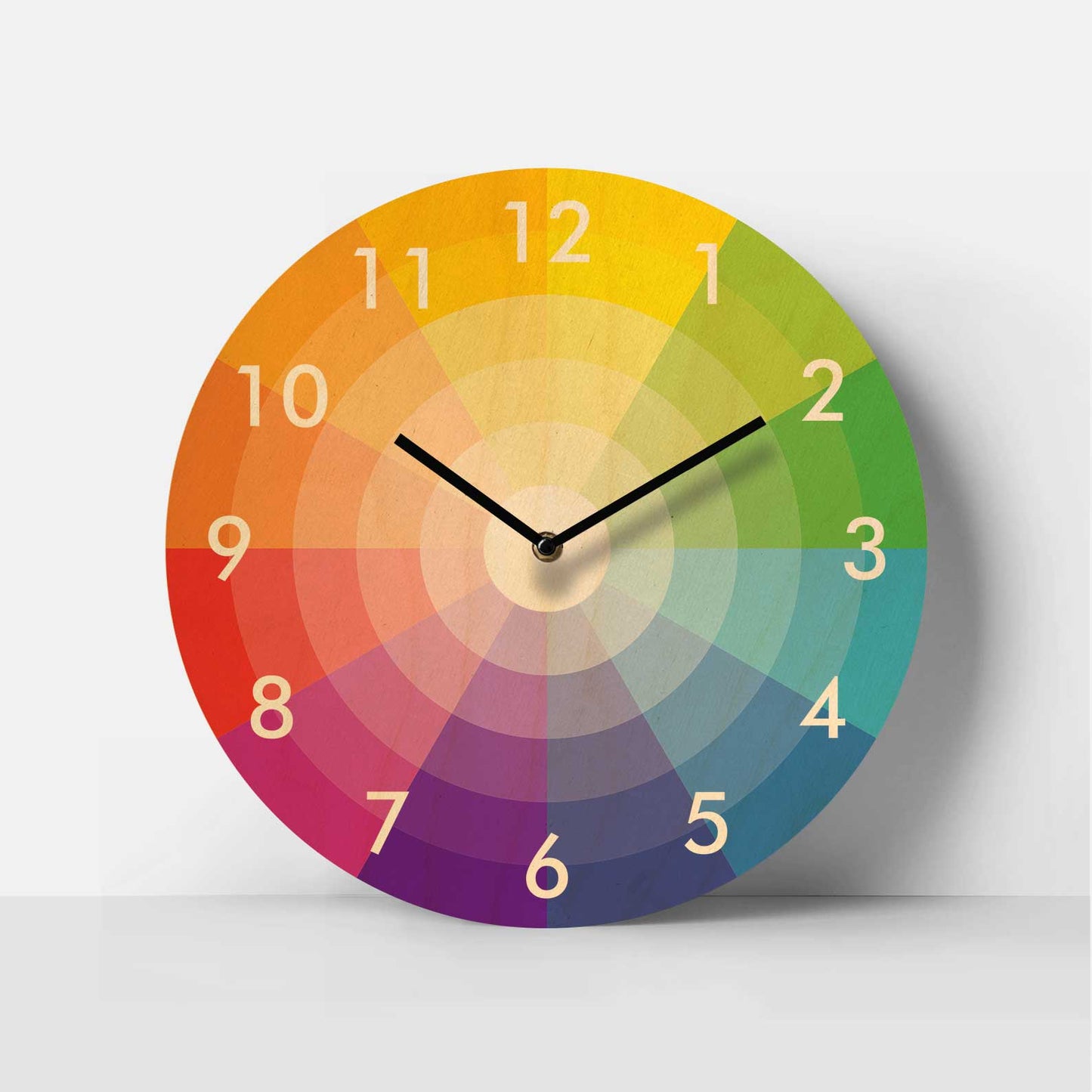 Colour Wheel Birch Clock