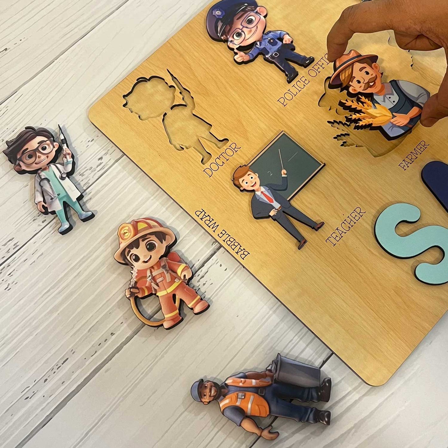 Personalised Wooden Name Puzzle - Community Helpers
