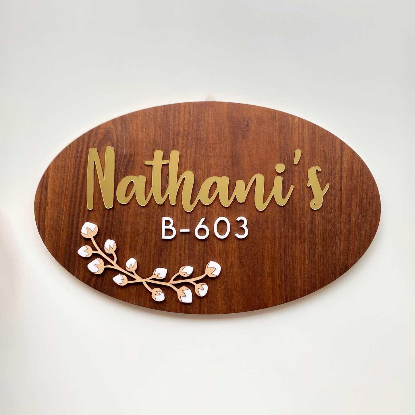 Cotton Flower Nameplate - Oval