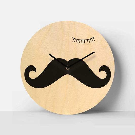 Curly Stache Birch Clock