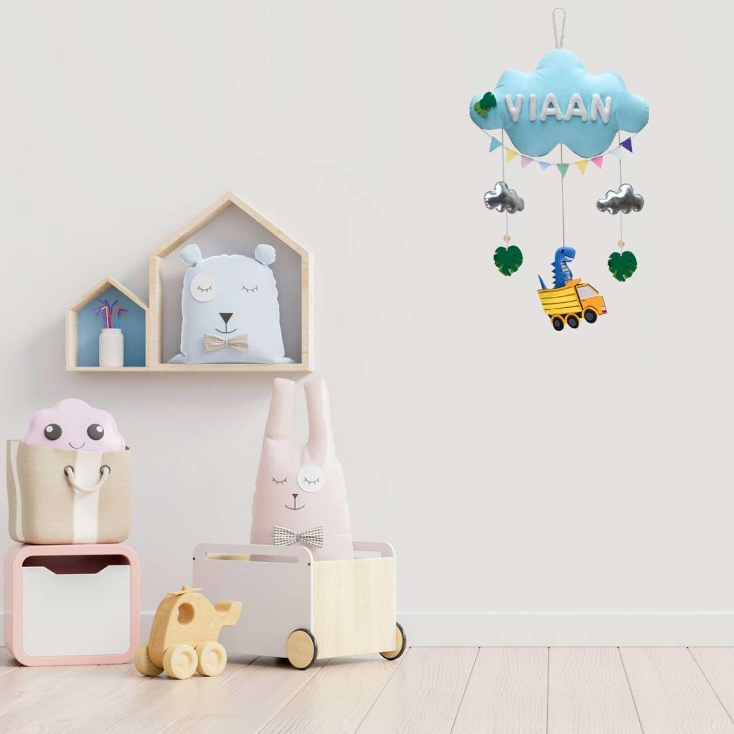 Dinoland Delights Cloud-themed Name Plate for Children - Housenama