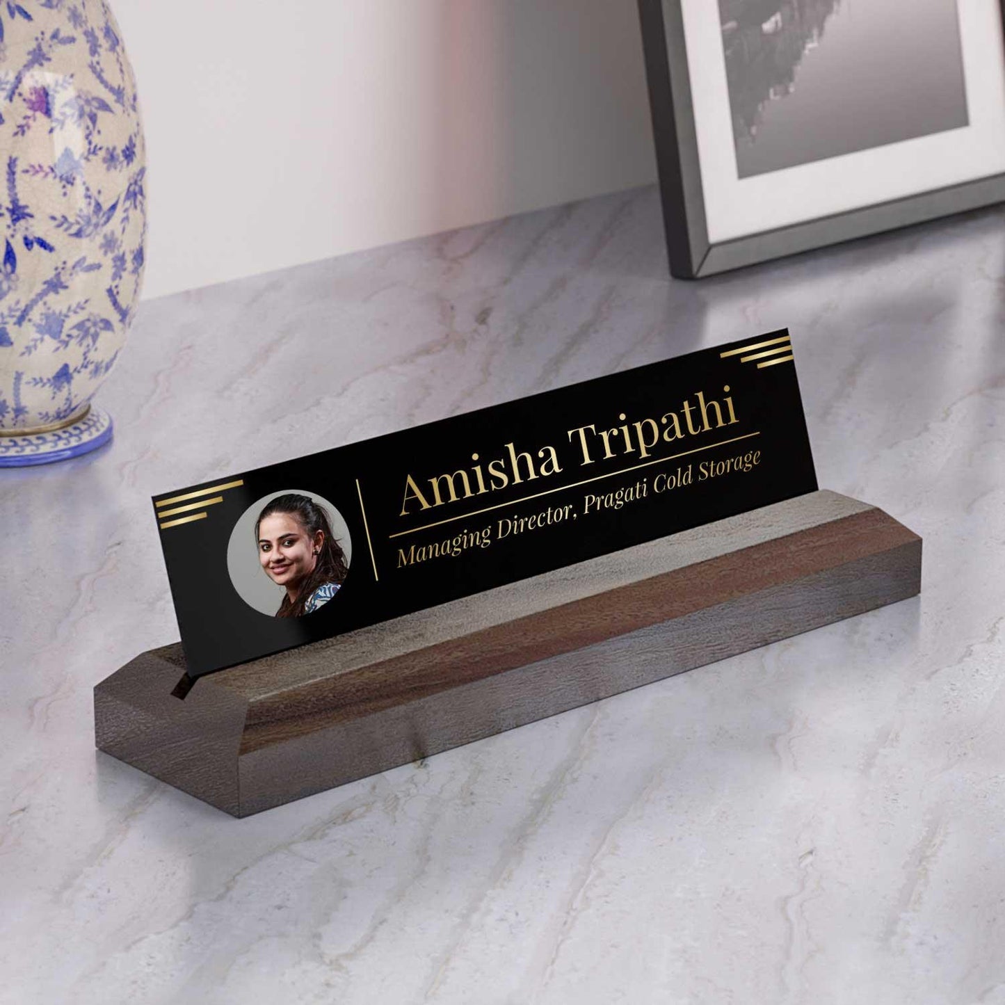 Excelus Office Desk Name Plate with Photo