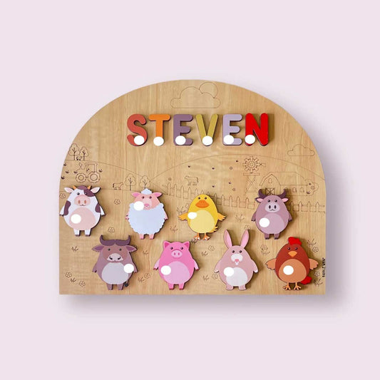 Personalised Wooden Name Puzzle - Farm Animals
