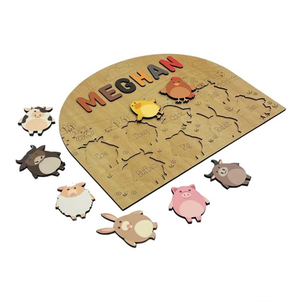 Personalised Wooden Name Puzzle - Farm Animals