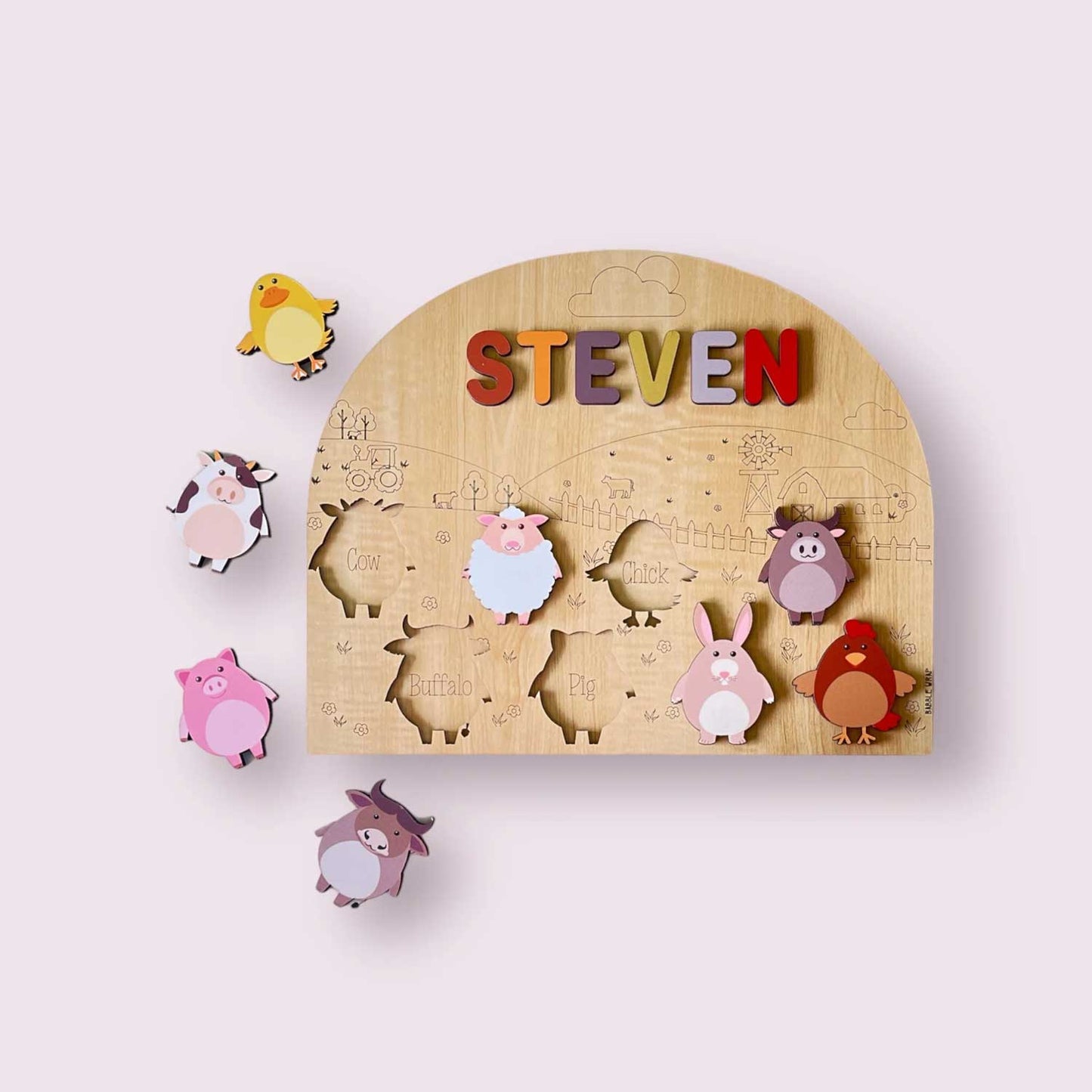 Personalised Wooden Name Puzzle - Farm Animals
