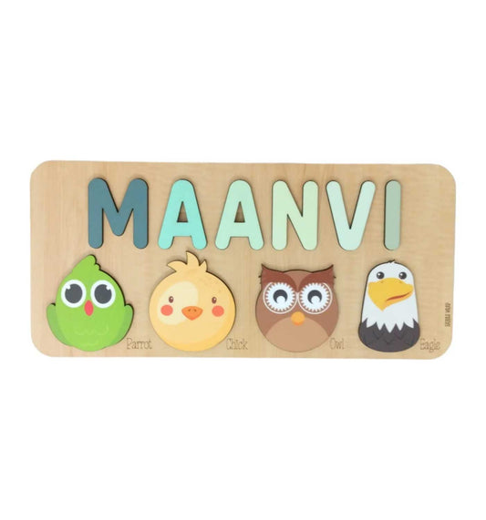 Personalised Wooden Name Puzzle - Fauna (4 Elements)