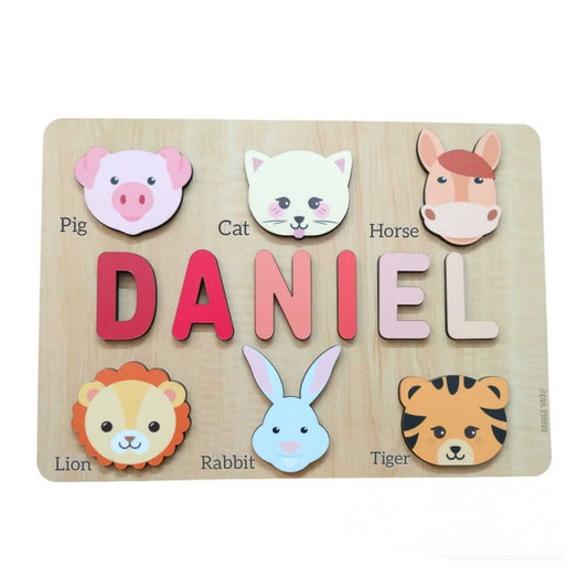 Personalised Wooden Name Puzzle - Fauna (6 Elements)